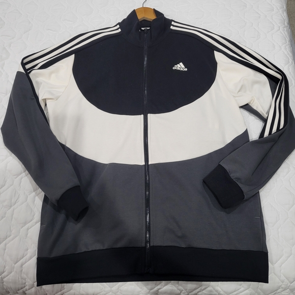 Adidas Black Grey and White Sustainable Jacket and Pants - Picture 1 of 4